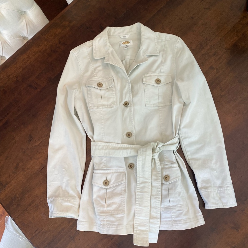 Talbots Jacket tan Khaki size 10 button down
